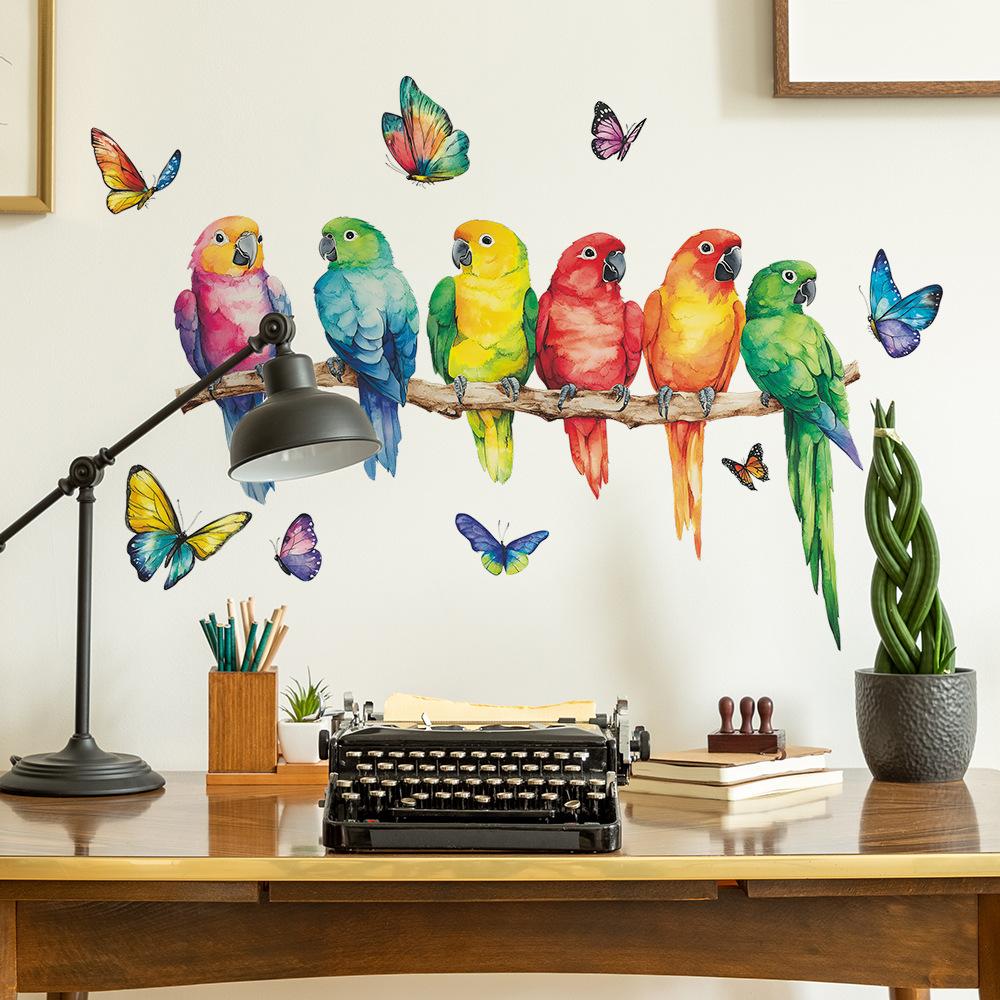 Painted Branch Bird Butterfly Bedroom Living Room Home Wall Background Beautification Decoration Wall Stickers