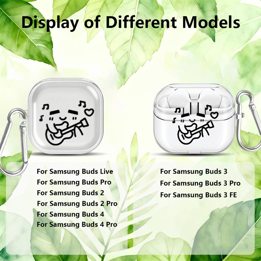 Case For Samsung Galaxy Buds 4 Pro 4Pro 2 2Pro Live 3Pro 3 FE Clear Earphone Cases Cover With Hook Cute And Loving Person