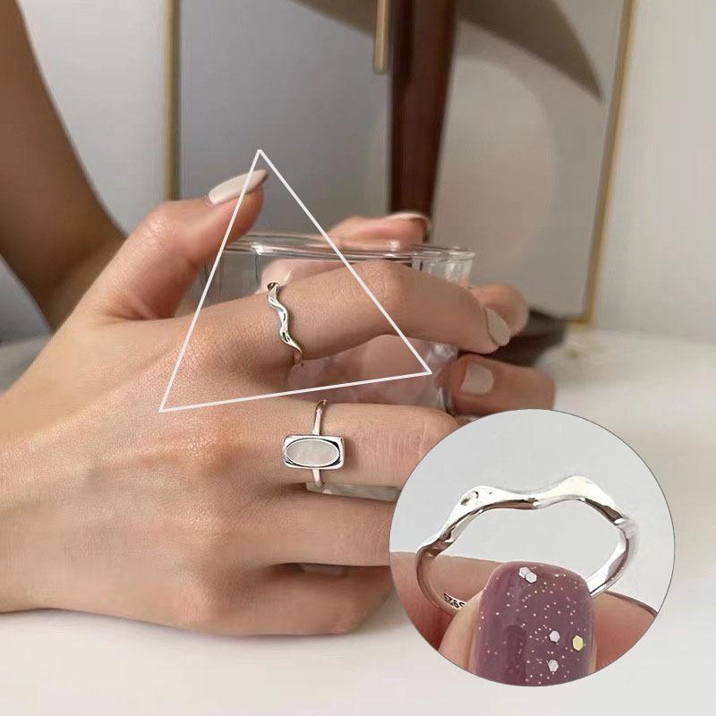 Allsidig forsølvet åpen ring i sterlingsølv - Koreansk stil for kvinner