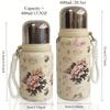 1 unidad Botella de agua de acero inoxidable con aislamiento floral lindo con tapa - A prueba de fugas, Vaso portátil para viajes al aire libre, Camping, Senderismo - Botella de agua para viajes
