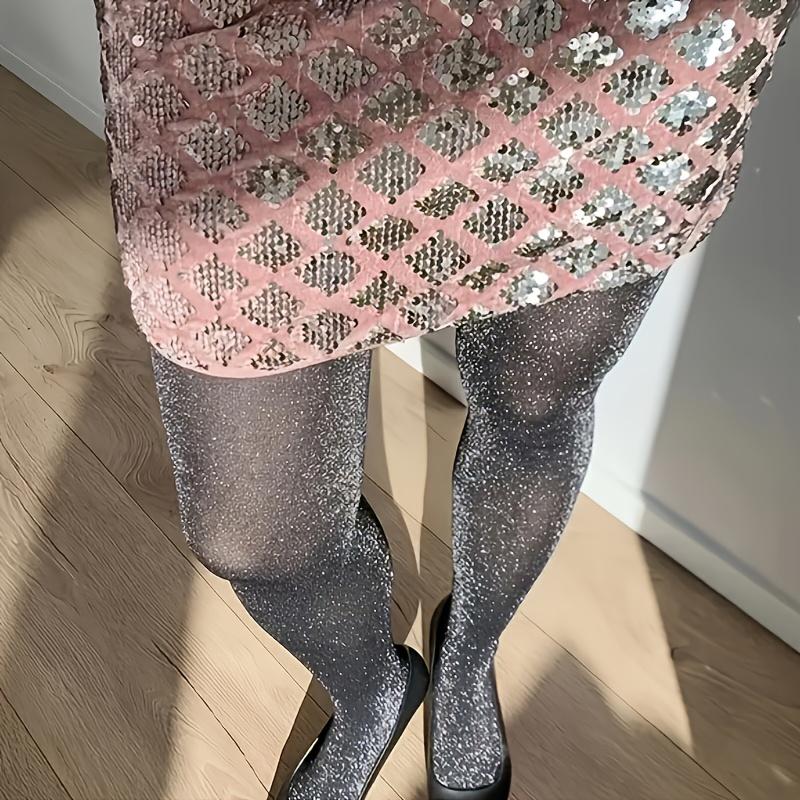 1PC Plus Size Shining Sheer Tights For Women Ultra Thin Anti Hook Pantyhose High Waist Elastic Solid Color Leggings Tights Socks
