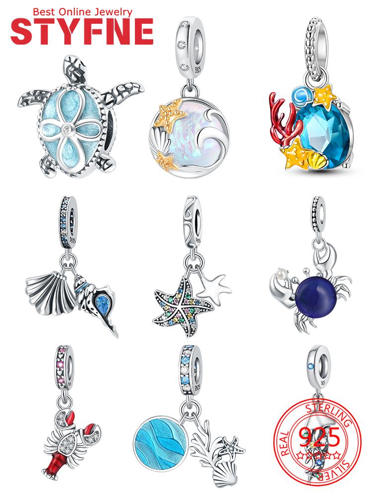 Orginal Copper Charm Sea Crab Turtle Starfish Charms Beads Fit Bracelet Necklace Bead Jewelry Making Jewelry Gift