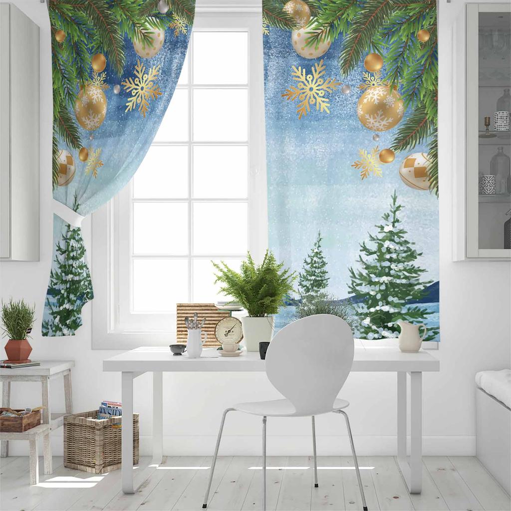 Weihnachtsbeleuchtung Schneeflocken Pflanzen Wald Verdunkelungsvorhänge für Wohnzimmer Schlafzimmer Fensterdekoration Jalousien Vorhänge