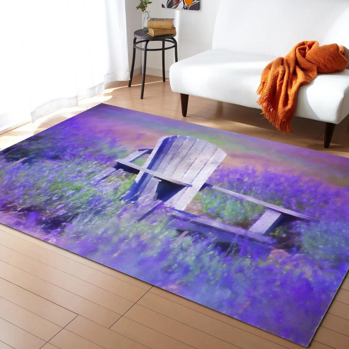 

Rustic Lilac Flower Purple Lavender Plant Carpets for Bedroom Living Room Modern Home Floor Large Non Slip Rug Entrance Door Mat 40x60cm