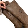 Cowhide Version~ Dune Aesthetics Velvet Retro Double Buckle 2025 New Medium and High Tube Western Boots Female Knight Boots Winter