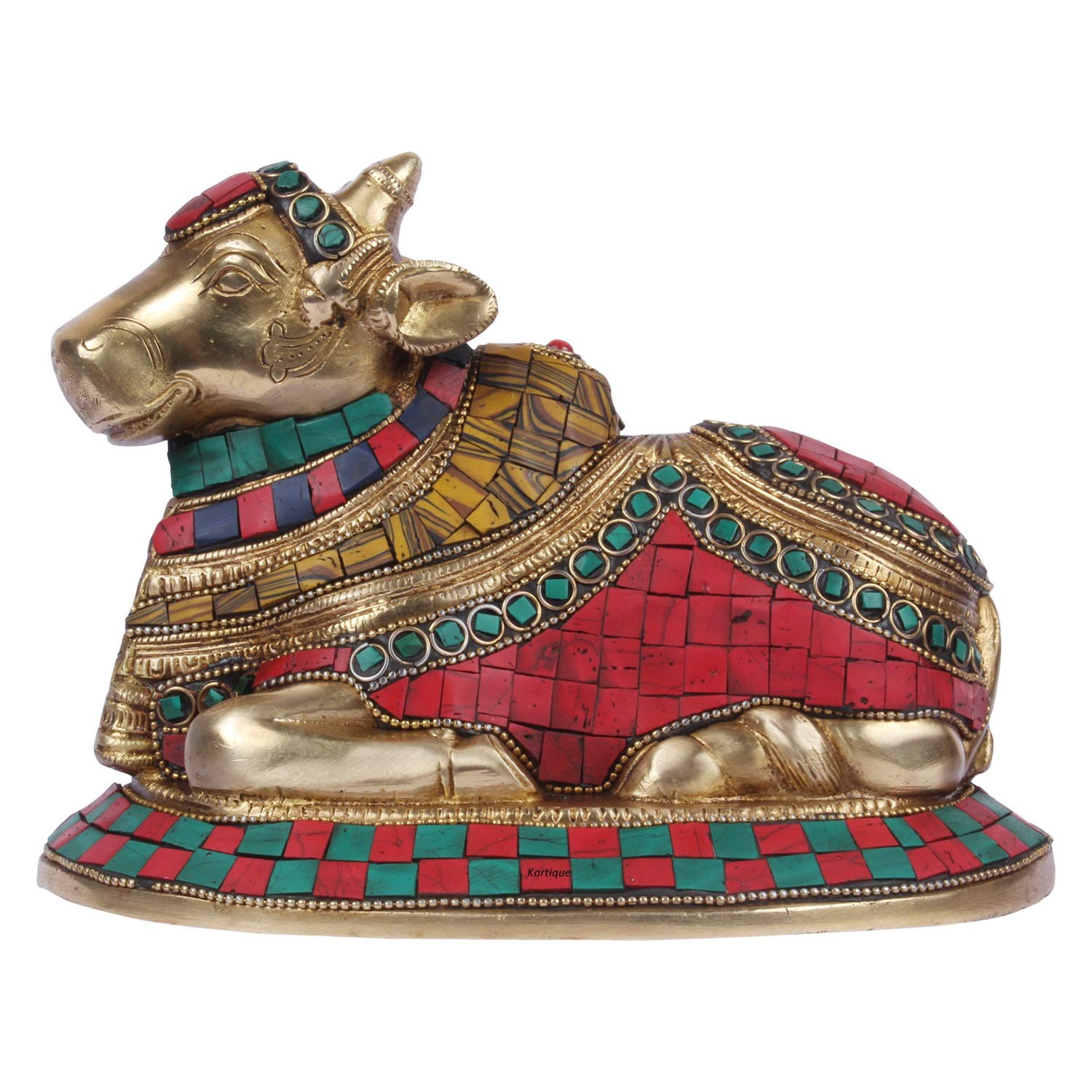 

Original Brass Idol Of Shiva Nandi For Home Mandir Decor, Multicolor - 6 Inch