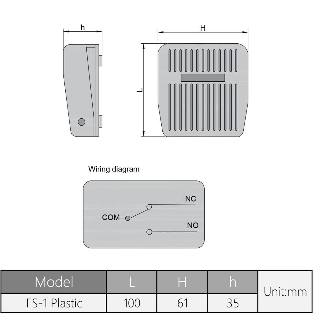 Plastic Foot Pedal Switch 10A 250VAC  Durable   CNC Industrial