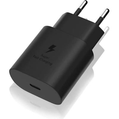 USB-C 25W Schnellladegerät - E.F.Connection - Schwarz - Kompatibel mit Samsung Galaxy A26 A32 A36 A53 A54 A56 - Sicheres Laden