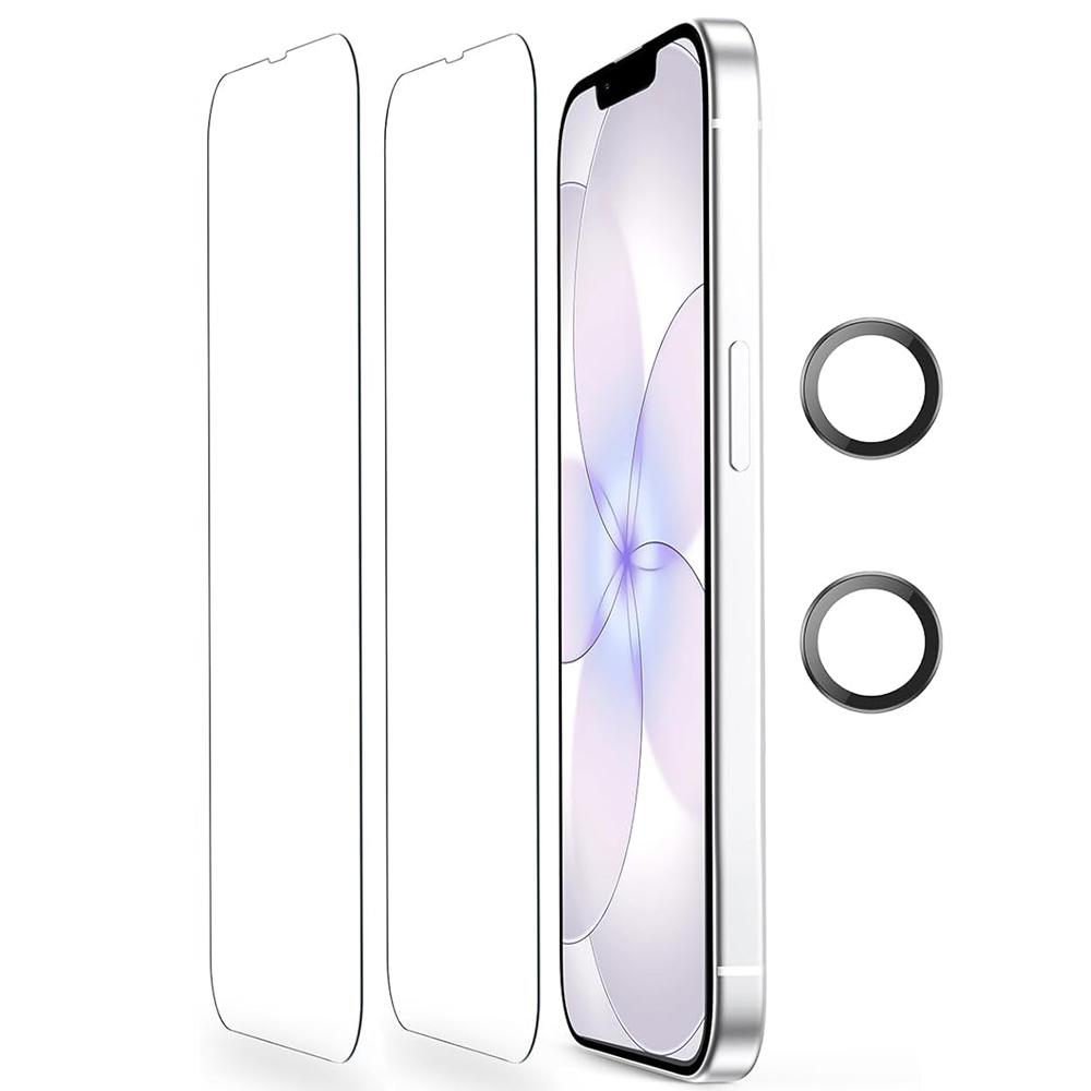 

2Pcs Tempered Glass Screen Protector with Camera Lens Protective Film for Iphone 17 Air 16e 16 E 15 Pro Max 14 Plus 13 Mini 12 11 Protection Flim iphone 17 pro max