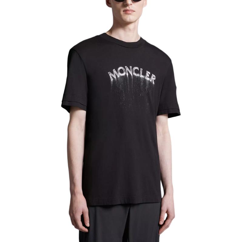 Moncler Letter Print Crew Neck Casual Pullover Short Sleeve T-Shirt Men T-Shirt Black J1-091-8C00002-89A17-999