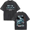 Initial D AE86 JDM Drift T-Shirt Vintage Washed Cotton Graphic Tee Men Unisex Oversized Crew Neck Short Sleeve Retro Streetwear Top Car Merch Gift