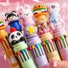 Penna a Sfera Animale Cartone Animato 10/12 Colori Penna a Sfera Retrattile Materiale Scolastico 0,5 mm Penna Multicolore per Studente