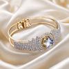 Women Bangle with Buckle Opening Closing Design, Sparkling Cubic Zirconia Bracelet, Formal Wear Wrist Accessory