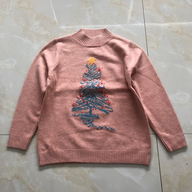 

Soft Glutinous Cartoon Sweater Autumn and Winter New Women clothes Fashion Age-Reducing Half-high Collar Pullover Long sleeve Slimming Sweater 32228 Pink C- 7-23-1 All yards