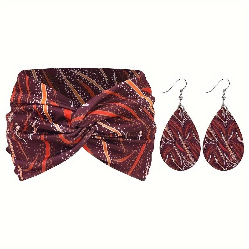 3pcs Boho Women's Hairband Set Wide Women's Earrings Set Twist Headband Earrings Set  Sports Wear