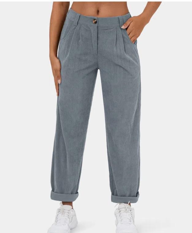 2026 Women's High Waist Casual Corduroy Pants - Solid Color, Loose Fit, Straight Leg