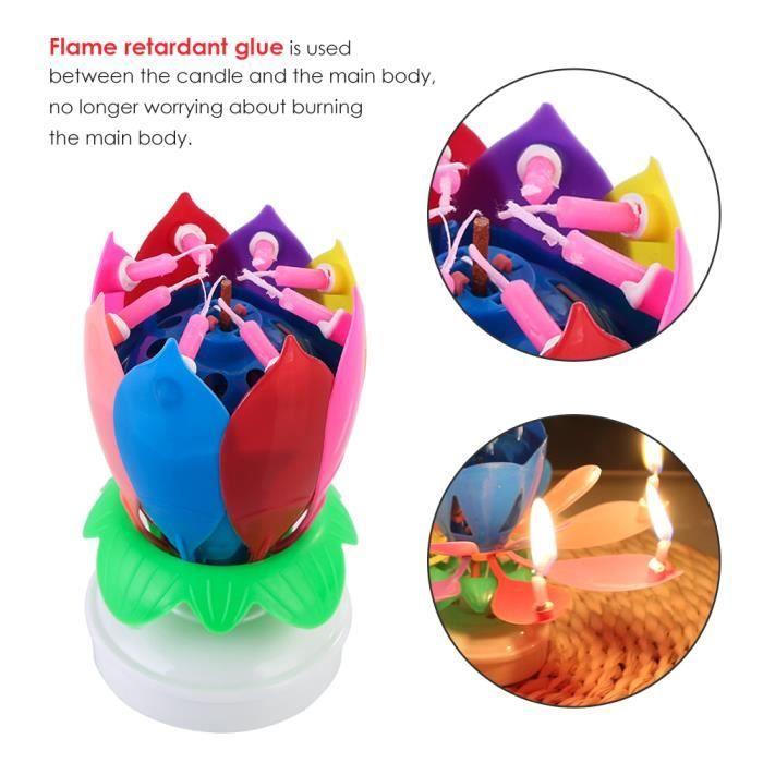 Bougie Musicale - Innovante - Lotus - 8 Bougies - Rotation - Joyeux Anniversaire