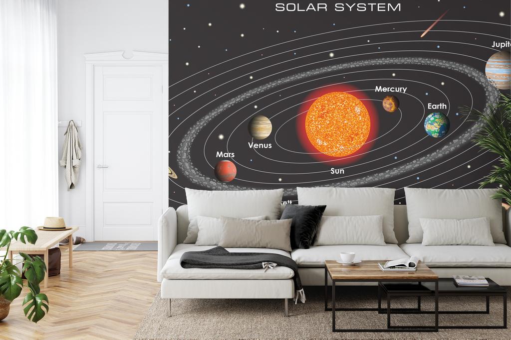 Fototapete Das Sonnensystem auf Englisch Abwaschbares Vlies 360x240