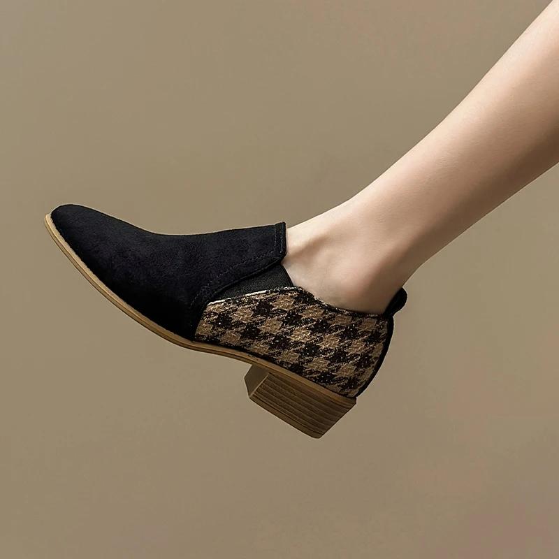 Shoes Women's Slip-On Color Block Outdoor Office High Heels Women's Pointed Toe Slip-On Square Heels Women's Shoes