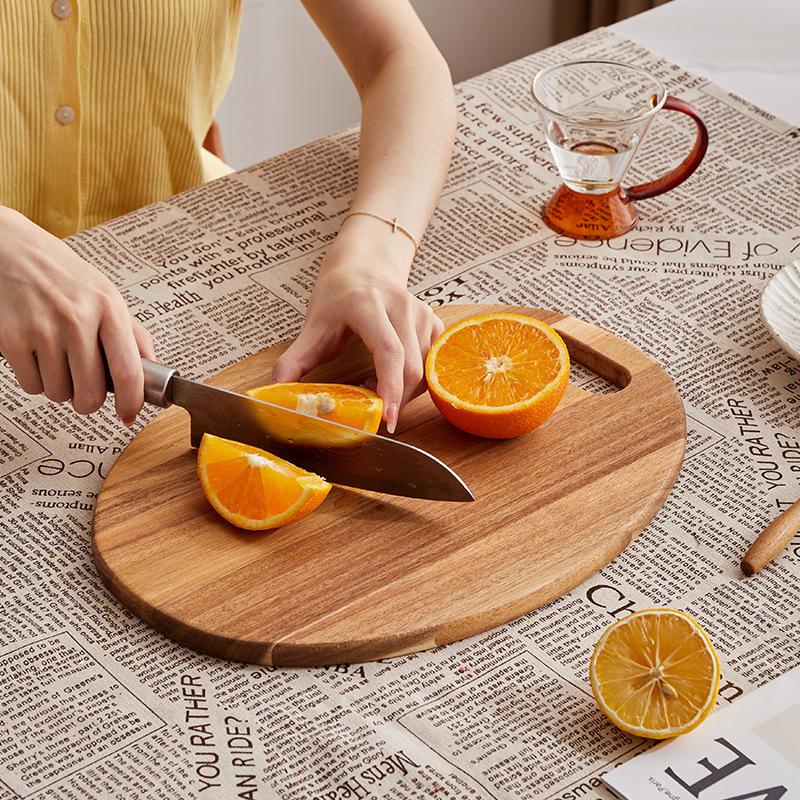 Solid Wood Chopping Blocks Cheese Board Outdoor Camping Portable Fruit Board Acacia Mangium Cutting Board Wood Deli Board