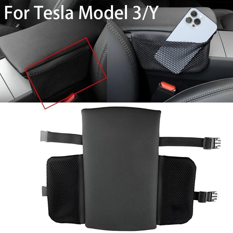 Leather For Tesla Model 3 Y Highland Juniper 2017-2025 Armrest Cushion Pad With 2 Storage Bags Central Console Protector Cover