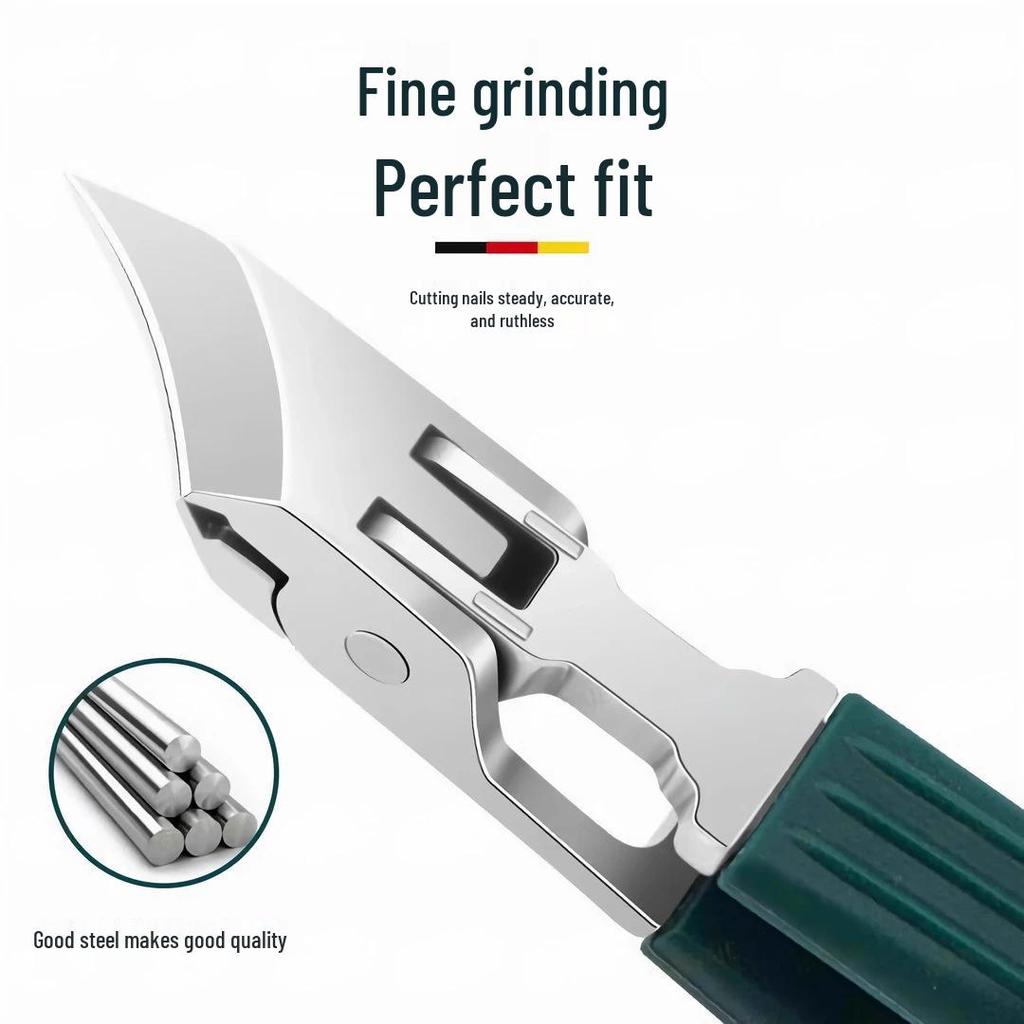 Splash-Proof Angled Nail Clipper for Thick and Ingrown Nails - Ideal for Elderly and Household Use