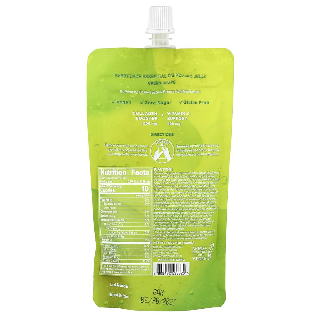 Essential C Konjac Jelly, Green Grape Flavor, 150Ml(5.07Fl Oz)