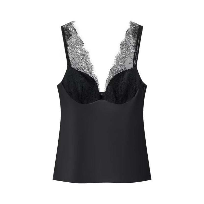 Autumn Women s Lace Texture Slim Fit Versatile Camisole Top Extra Small чёрный