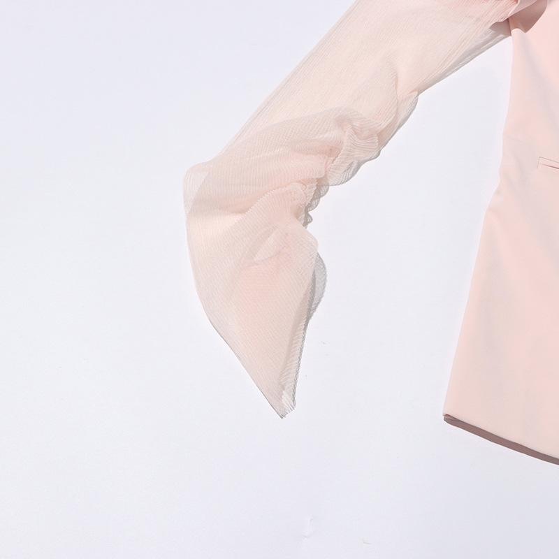 2025 Women's Autumn Commuter Long Sleeve Suit Jacket with Lapel and Sheer Paneling