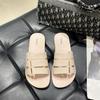 Summer Slippers Women's Outer Wear 2025 New Fashion One-word Buckle Flat-bottomed Slippers Student Seaside Casual Beach Shoes Women