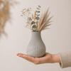 Gray decorative vase, grooved, modern japandi
