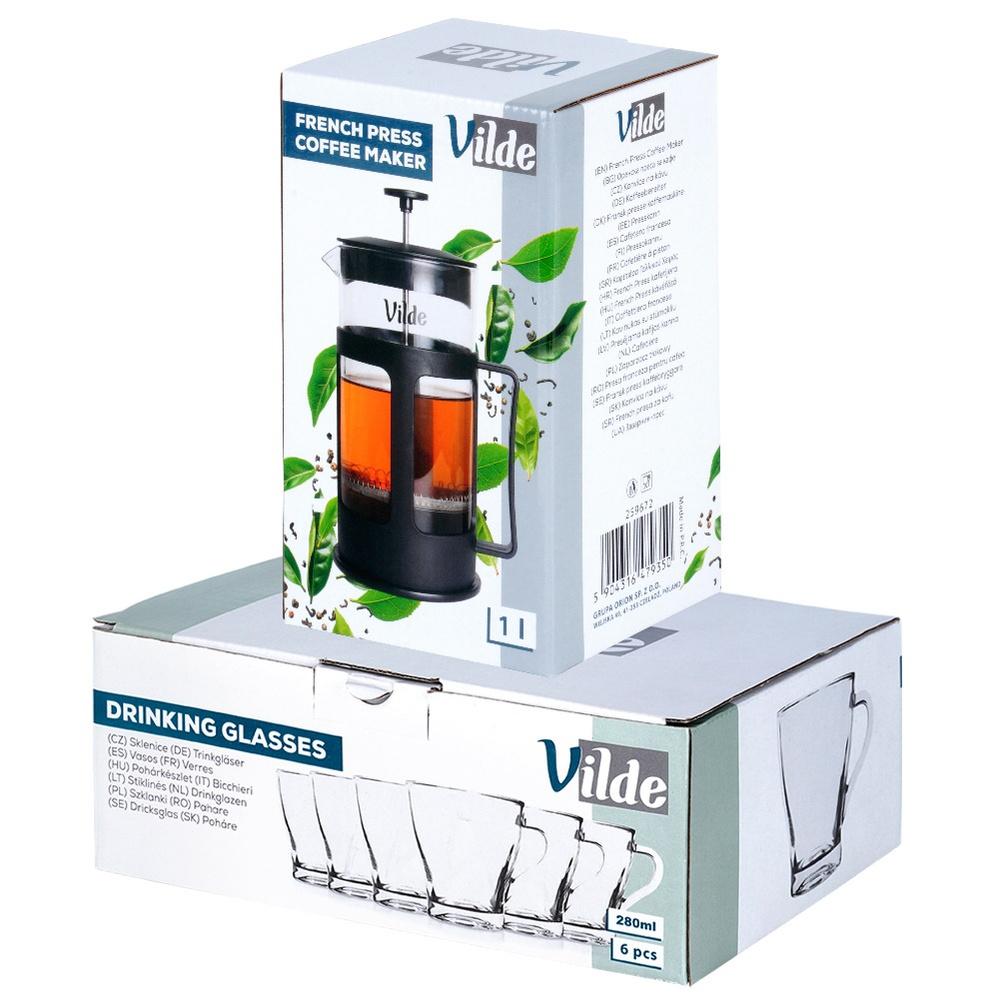 Coffee And Tea Glasses With Piston Infuser 250 Ml / 1 L, 7 Pcs.