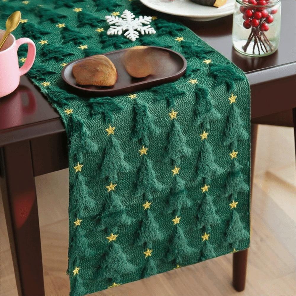 Plush Embroidered Christmas Table Cover Rectangular Dining Tablecloth  Restaurant