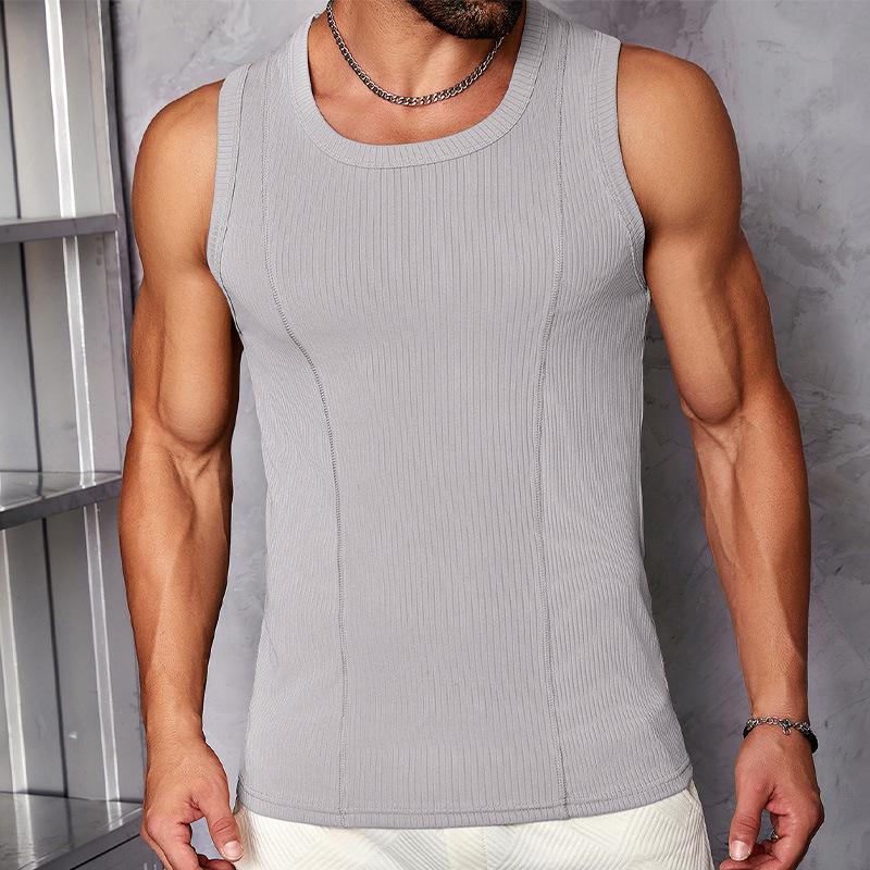 Men's Korean Style Quick-Dry Sleeveless Slim Fit Tank Top for Summer Fitness