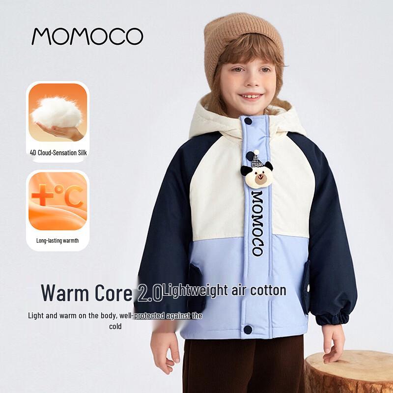 Модная зимняя утепленная куртка с капюшоном для мальчика MOMOCO 90