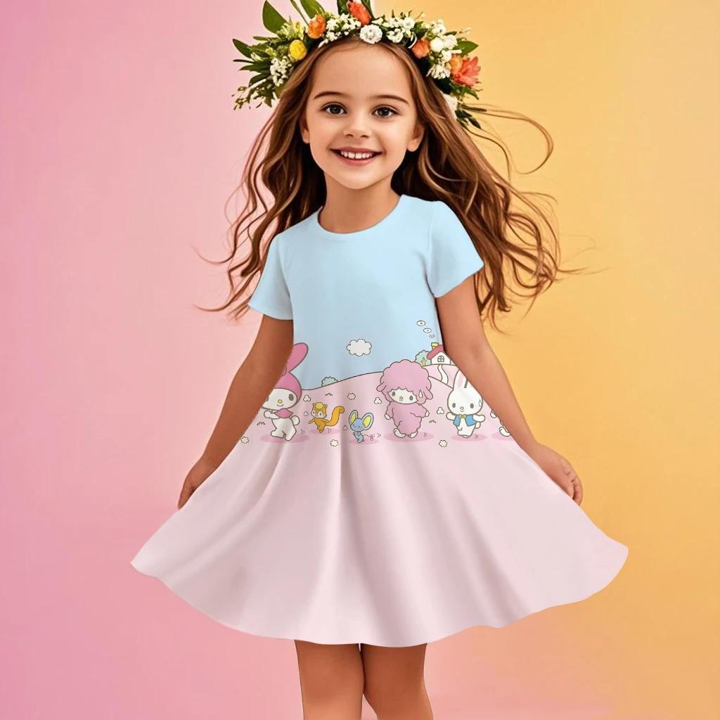 New Summer Girl Hot Dress My Melody Cute 3D Print Children's Clothing Cute Fashion Princess Cartoon Comfortable Birthday Gift