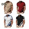Men's Lapel T-Shirt Slim Fit Polka Dot Polyester Tee Shirt Color Block Summer Casual Short Sleeve Top for Daily Wear Sports Street