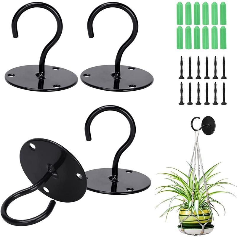 

Potted balcony flower basket hook wall hook clothes hook with screws, 4 pieces One size чёрный
