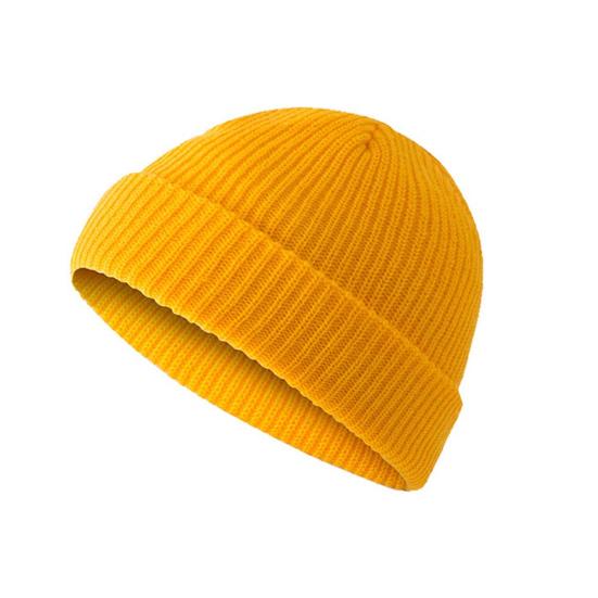 Unisex Solid Color Knitted Beanie Hat Warm Brimless Cuff Skullcap Sailor Cap