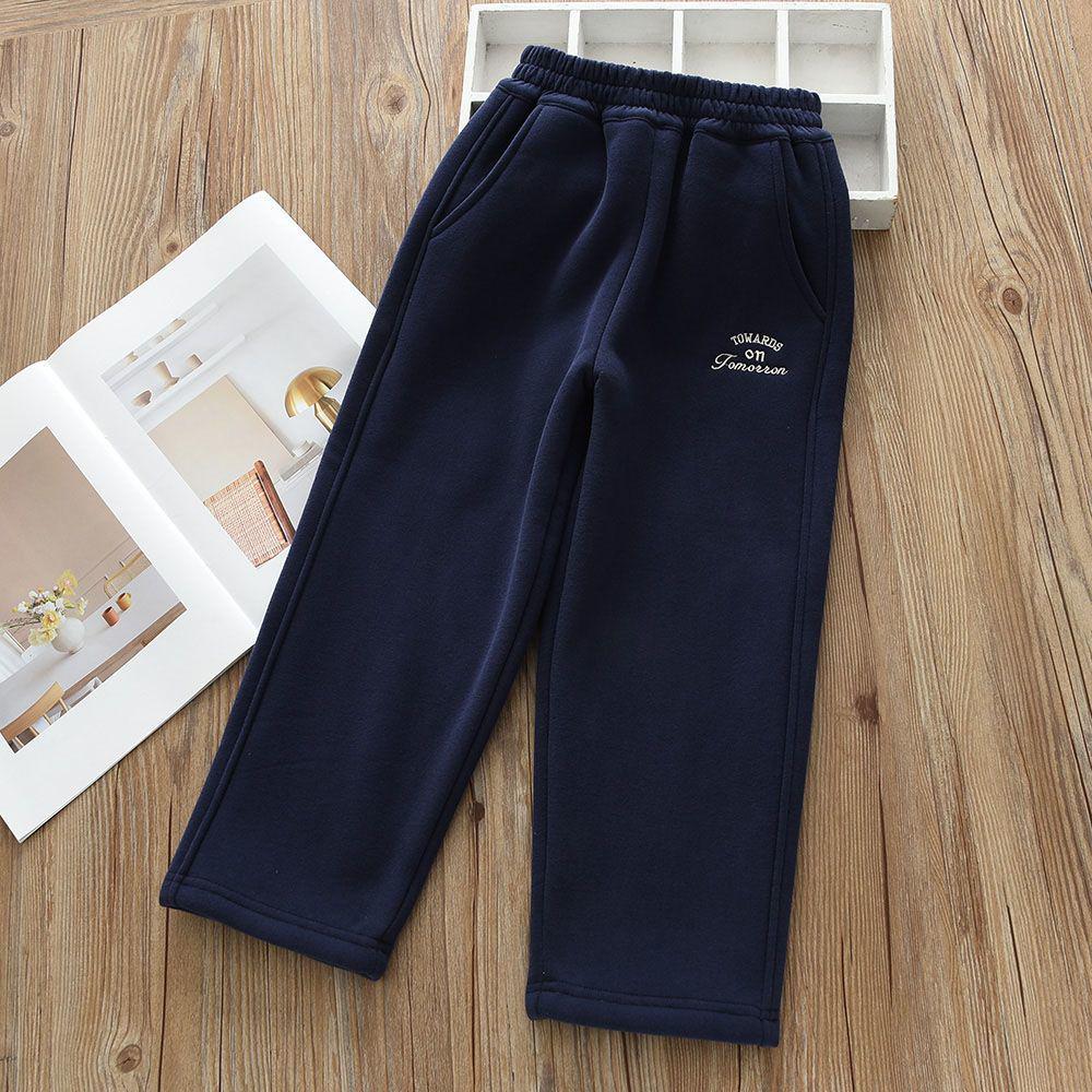 Children's Winter Fleece-Lined Cat-Petting Pants - Girls' Stylish Straight-Leg Uniform Trousers