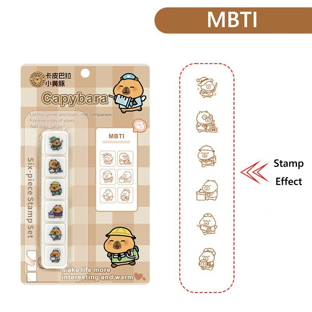 

6PCS/Set DIY Альбом Журнал Планувальник Самочорнильна Печатка Капібара Візерунки Графіті Штамповані Іграшки Студенти MBTI