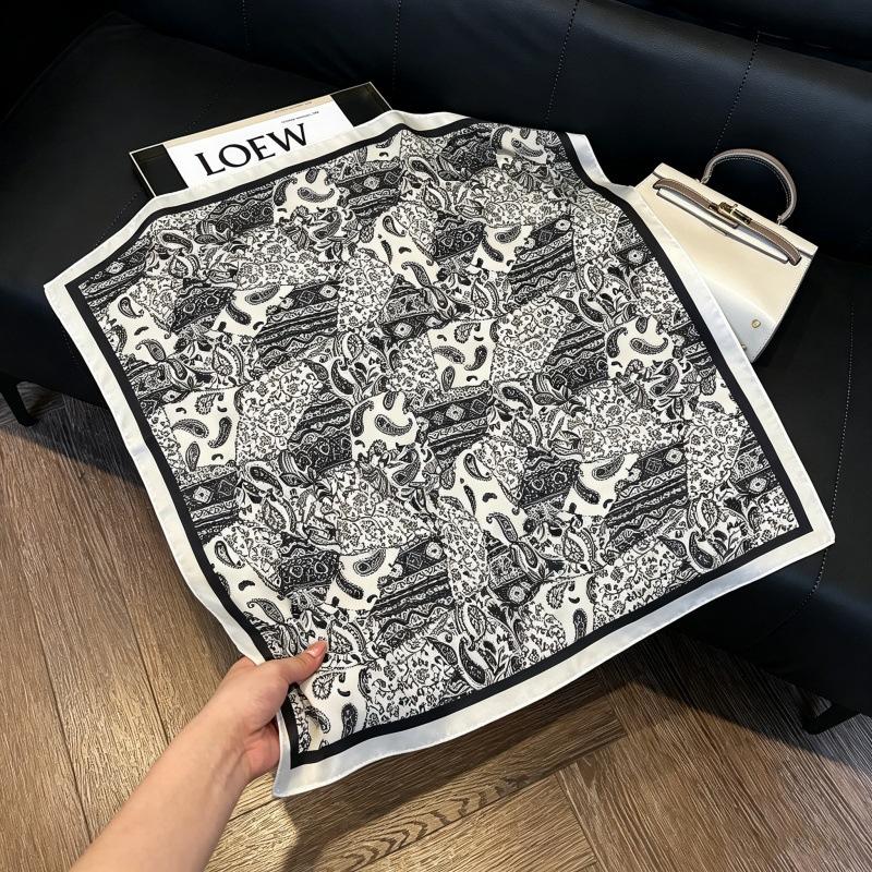European and American style scarf square scarf imitation silk 71cm retro cashew print literary headband suit with decorative scarf