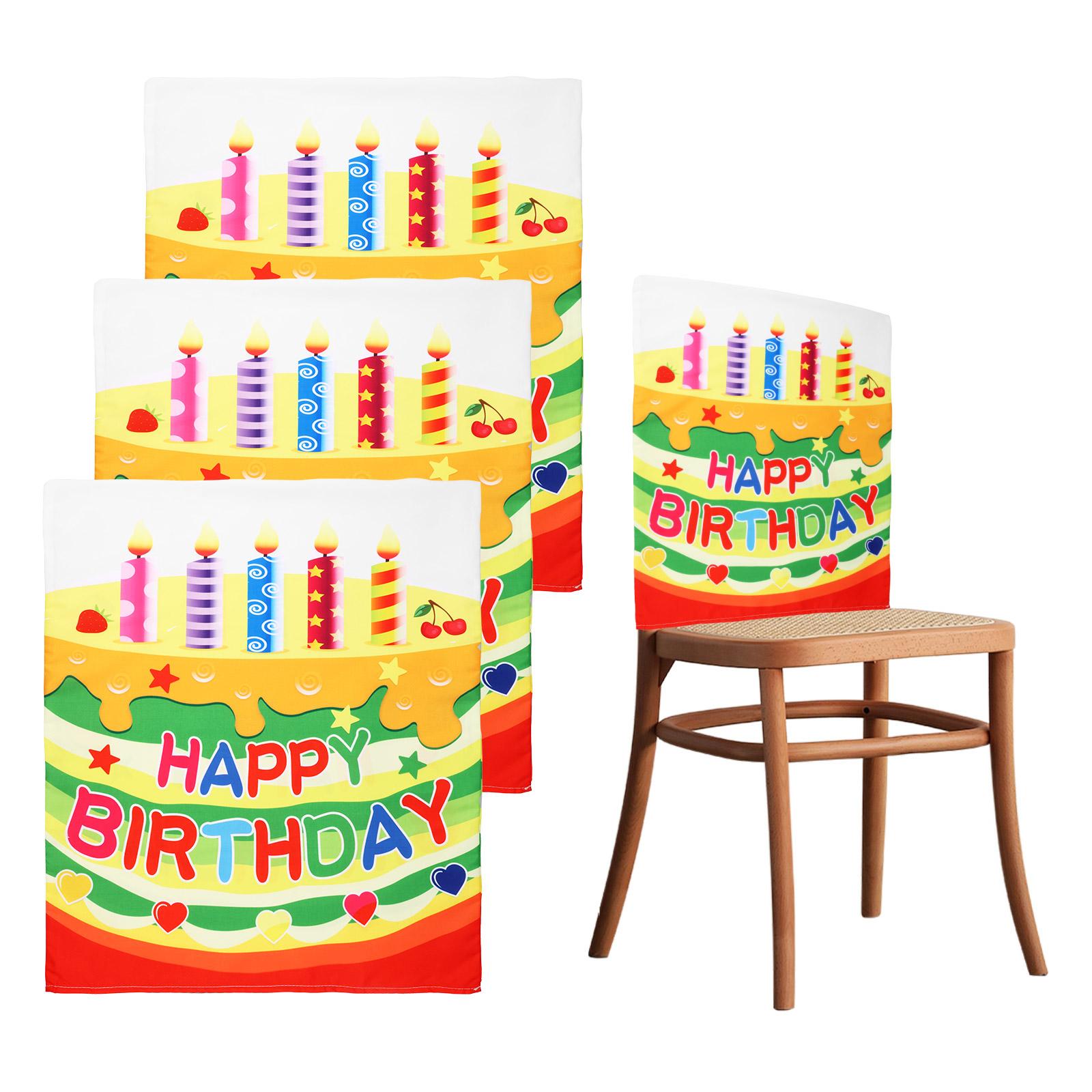 

2/4 Pcs Chair Cover Reusable Birthday Seat Cover Kit Polyester Birthday Chair Back Decor for School Party Classroom Home Decor