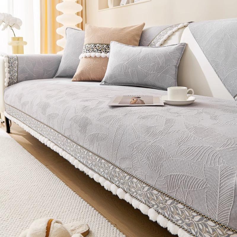 Chenier Sofa Cushion, All-season Universal Matcha Style Sofa Cover, New Light Luxury High-end Backrest Cover Cloth Towel