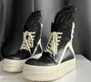 Thick Sole 7cm Flat Cowhide Euro Trainer  Handmade Rock High Street Zipper Quality Boots