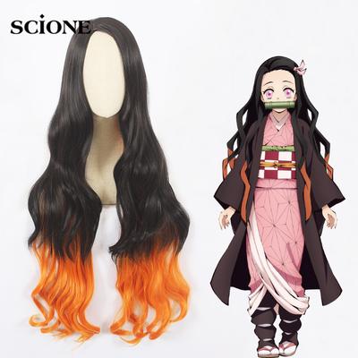 Anime Cosplay Wig Synthetic Hair Demon Slayer Kamado Nezuko Cosplay Wig  Long Curly Costume Wigs