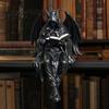 Statua Gotica Compatta Figura Oscura Fantasy che Legge Scultura Figura Incappucciata Misteriosa Ornamento per Libreria Resina Falciatore Seduto per Libreria, Scrivania