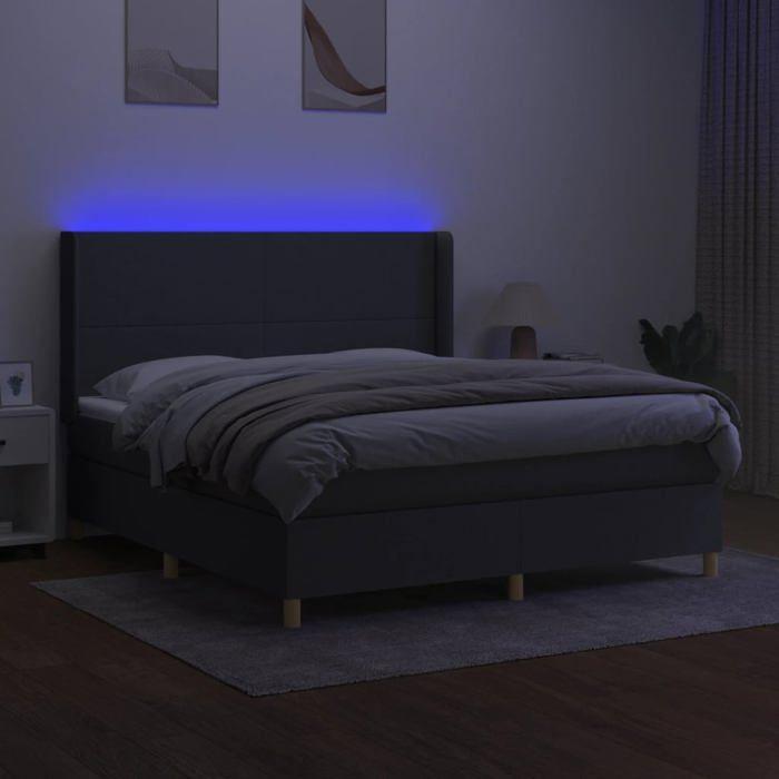 VidaXL Slat Bed Base with Mattress and LED, Upholstered Bed, Double Bed, Adult Bedroom Interior Bed, 3138726