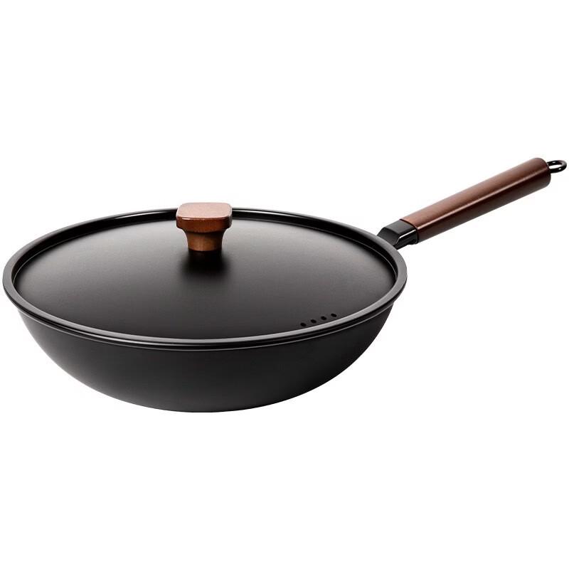 ZISIZ Wrought Iron Flat-Bottom Wok 28cm