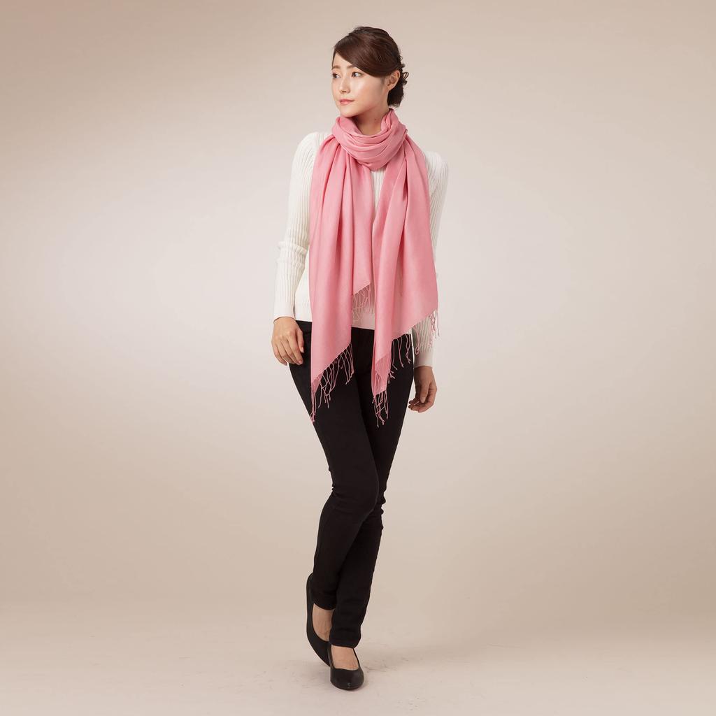 Silk Large Solid Gift Boxed [Pashmina Collection] 100% Stole, Color, 70x200cm, Pink,